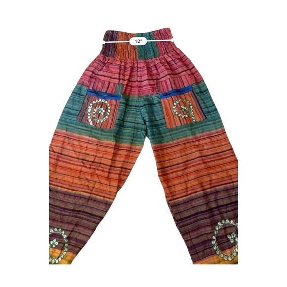 100% Cotton Boho Striped Harem Pants – One Size (Fits S/M) - Picture 5 of 9